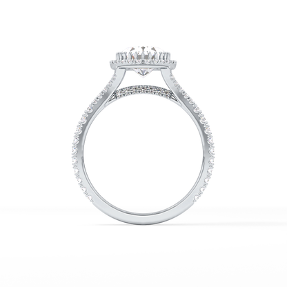 Oval Halo & Pave Split Shank Lab Grown Diamond Engagement Ring