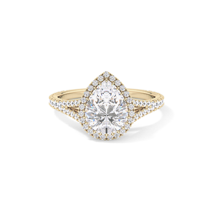 Pear Halo & Pave Split Shank Lab Grown Diamond Engagement Ring