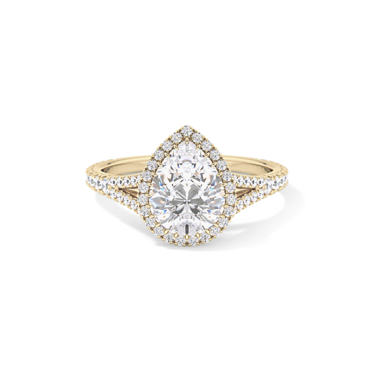 Pear Halo & Pave Split Shank Lab Grown Diamond Engagement Ring