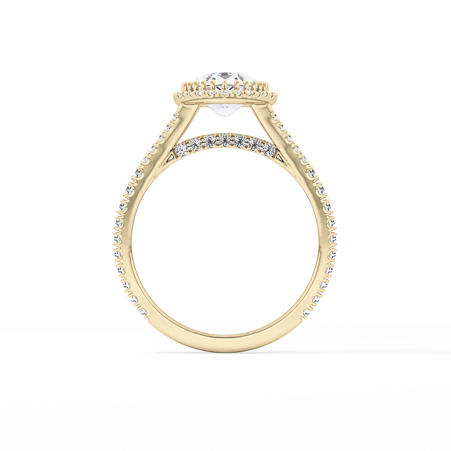 Pear Halo & Pave Split Shank Lab Grown Diamond Engagement Ring