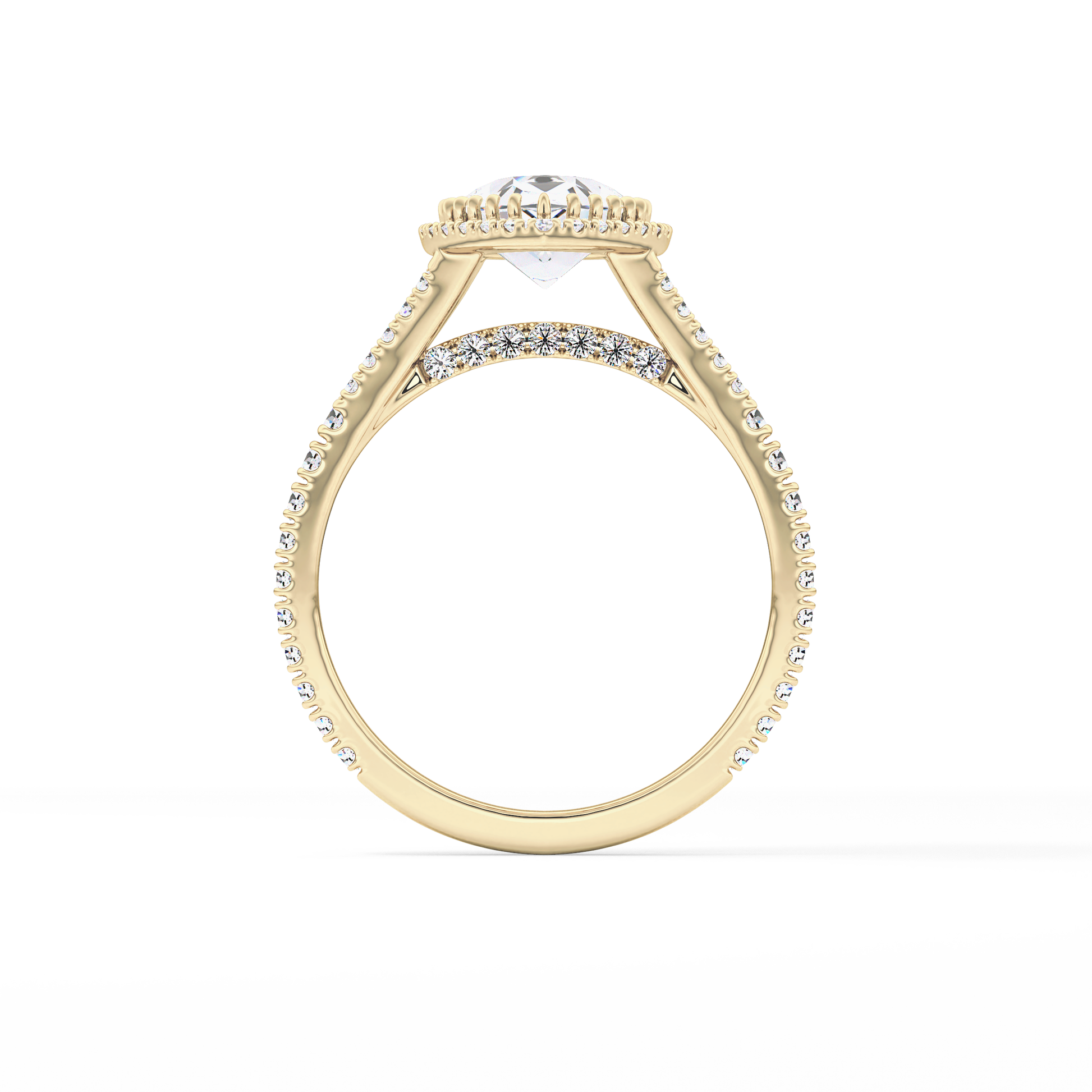 Pear Halo & Pave Split Shank Lab Grown Diamond Engagement Ring