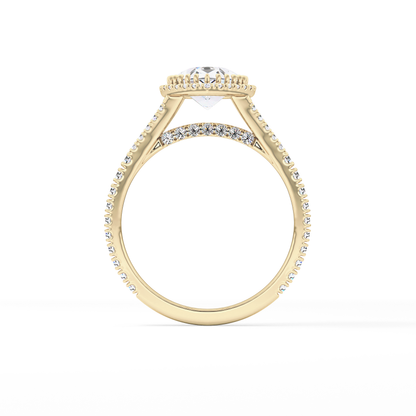 Pear Halo & Pave Split Shank Lab Grown Diamond Engagement Ring