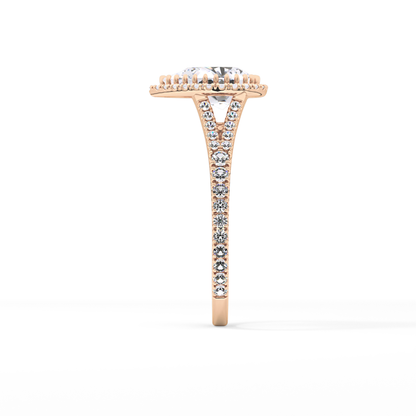 Pear Halo & Pave Split Shank Lab Grown Diamond Engagement Ring