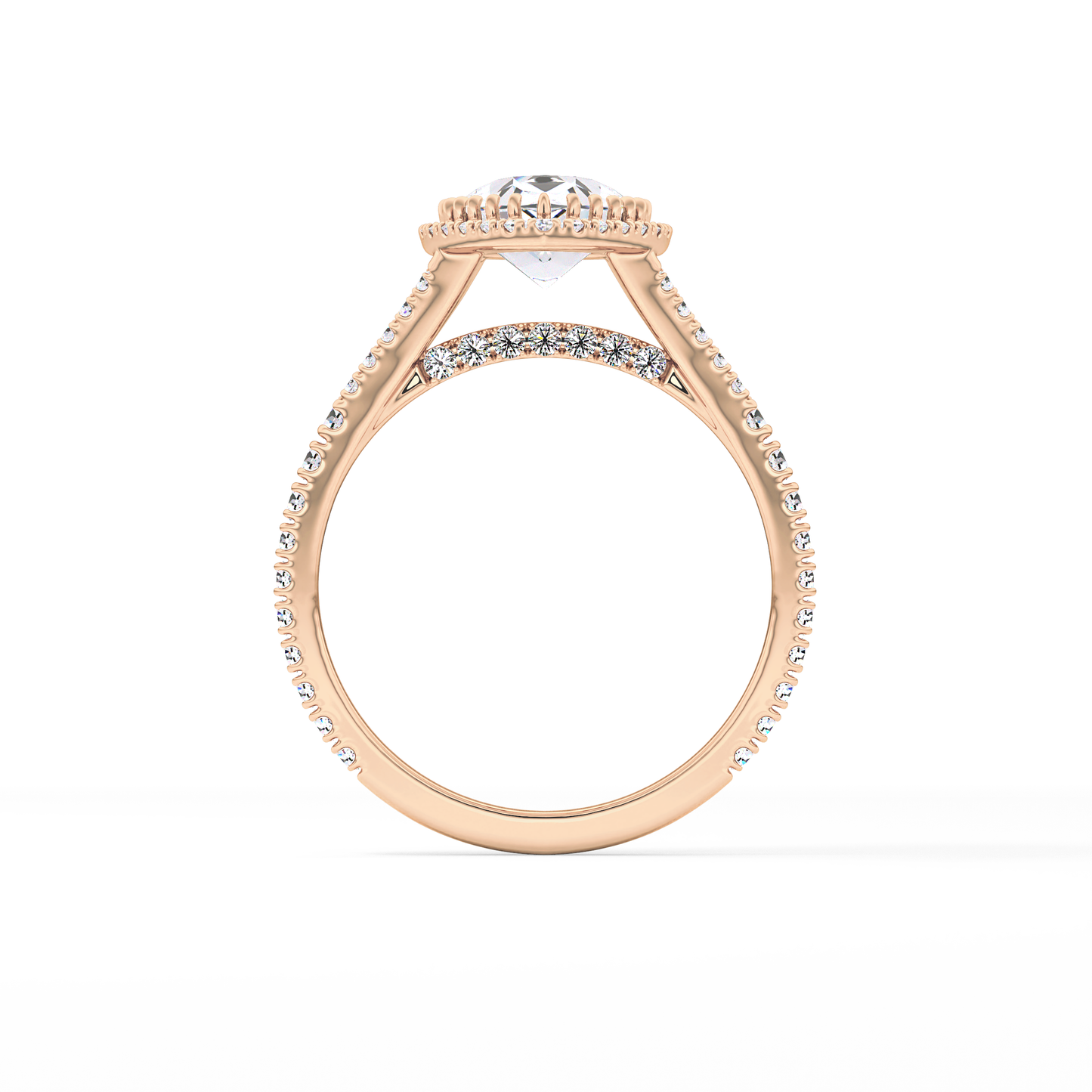 Pear Halo & Pave Split Shank Lab Grown Diamond Engagement Ring