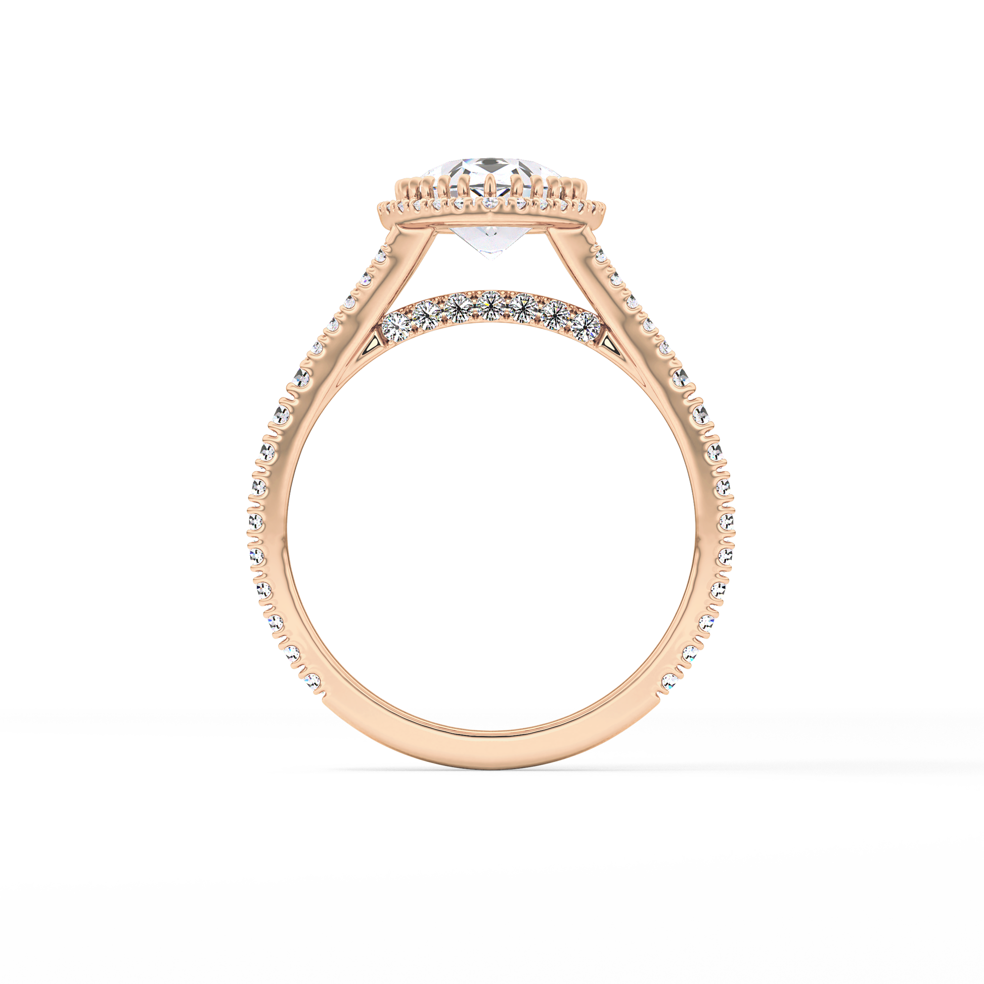 Pear Halo & Pave Split Shank Lab Grown Diamond Engagement Ring