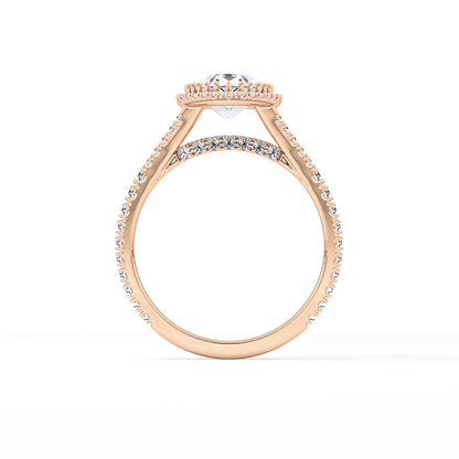Pear Halo & Pave Split Shank Lab Grown Diamond Engagement Ring