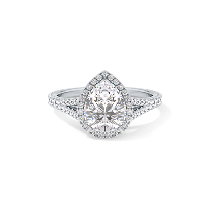 Pear Halo & Pave Split Shank Lab Grown Diamond Engagement Ring
