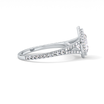 Pear Halo & Pave Split Shank Lab Grown Diamond Engagement Ring