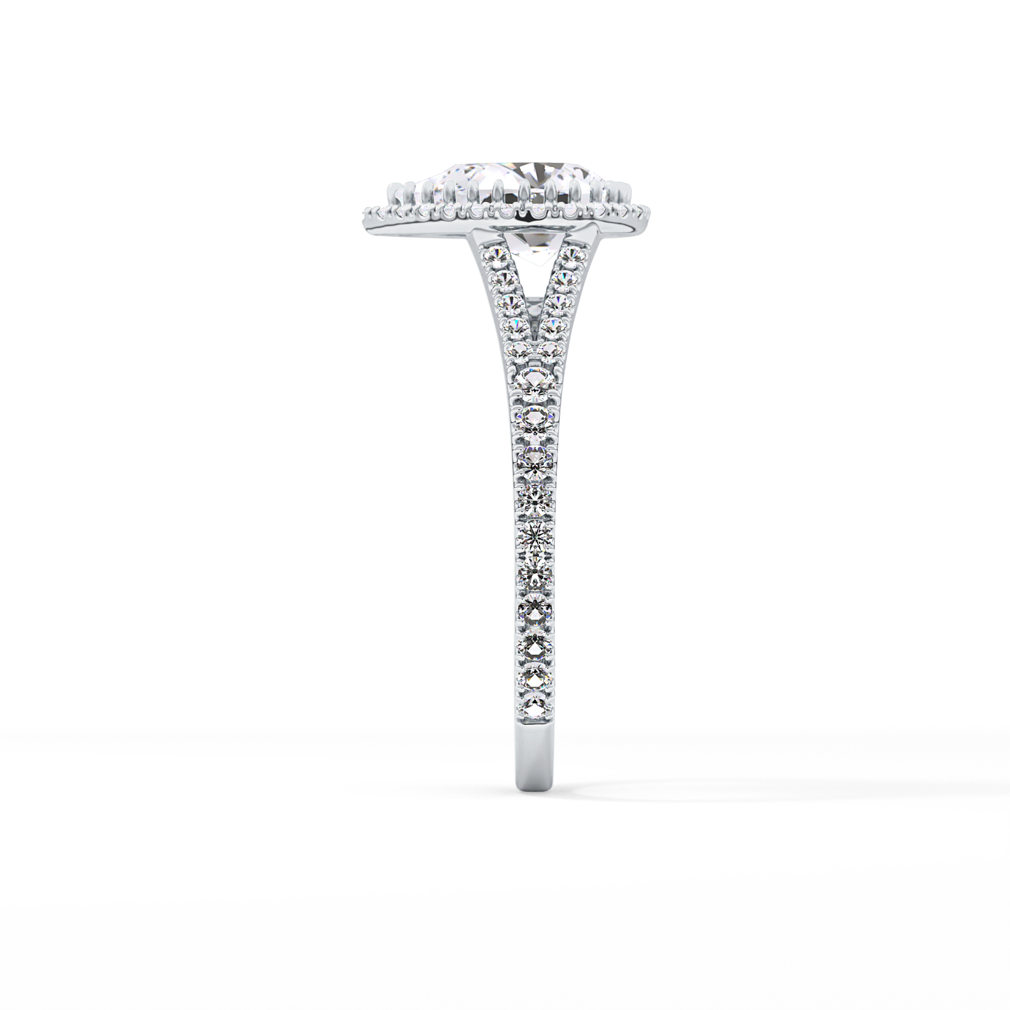 Pear Halo & Pave Split Shank Lab Grown Diamond Engagement Ring