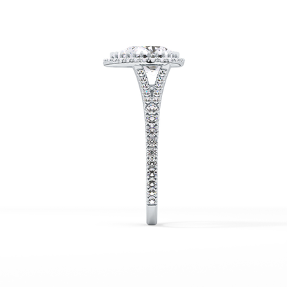 Pear Halo & Pave Split Shank Lab Grown Diamond Engagement Ring