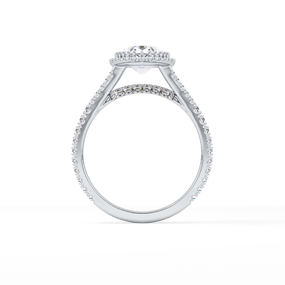Pear Halo & Pave Split Shank Lab Grown Diamond Engagement Ring