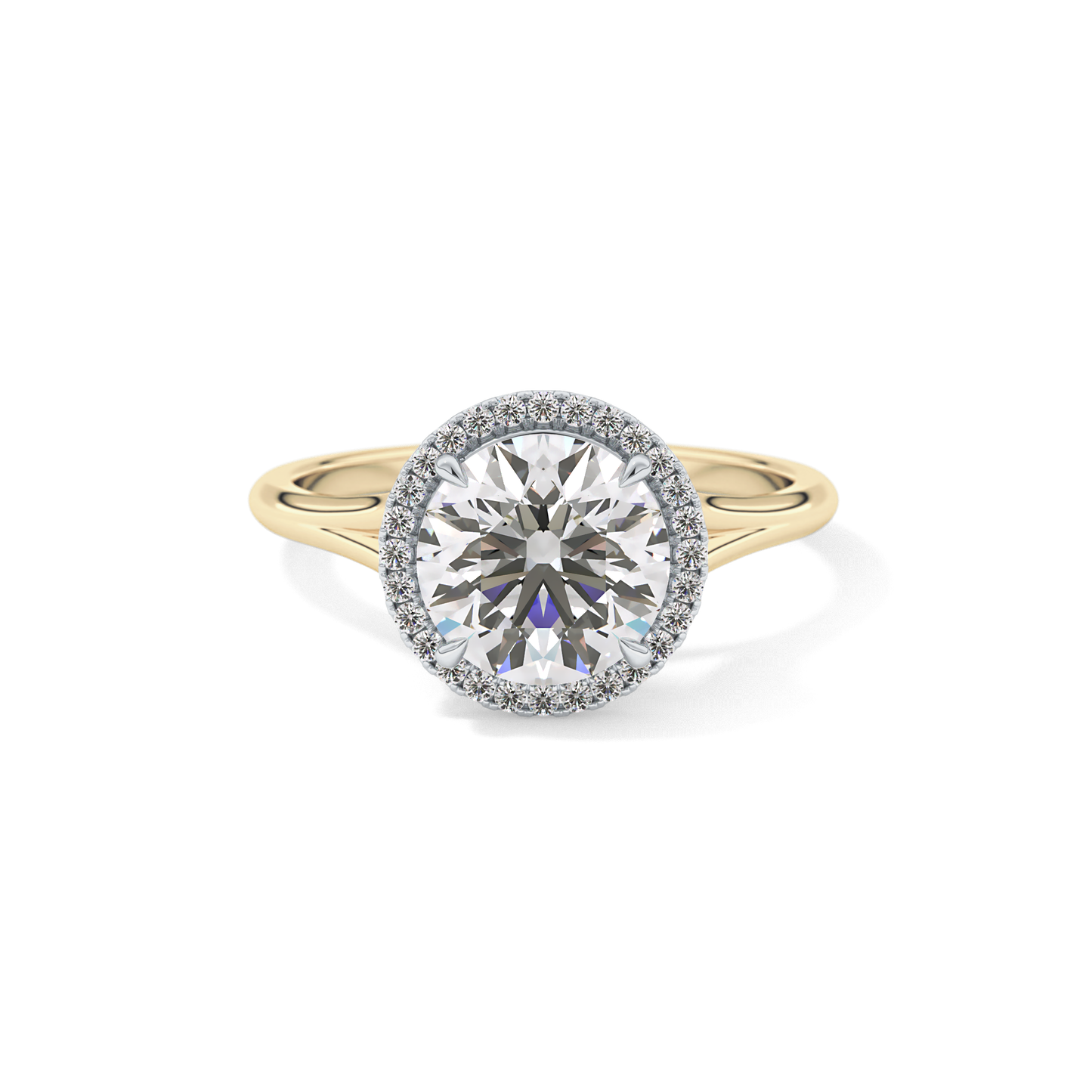 Round Halo & Split Shank Lab Grown Diamond Engagement Ring