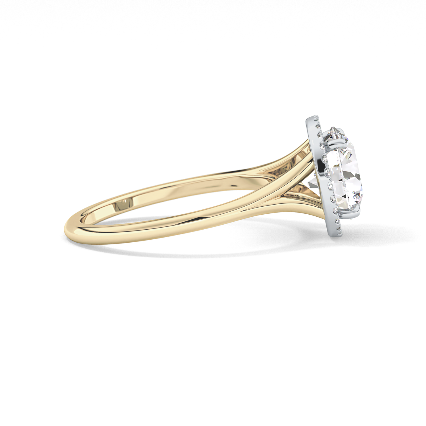 Round Halo & Split Shank Lab Grown Diamond Engagement Ring