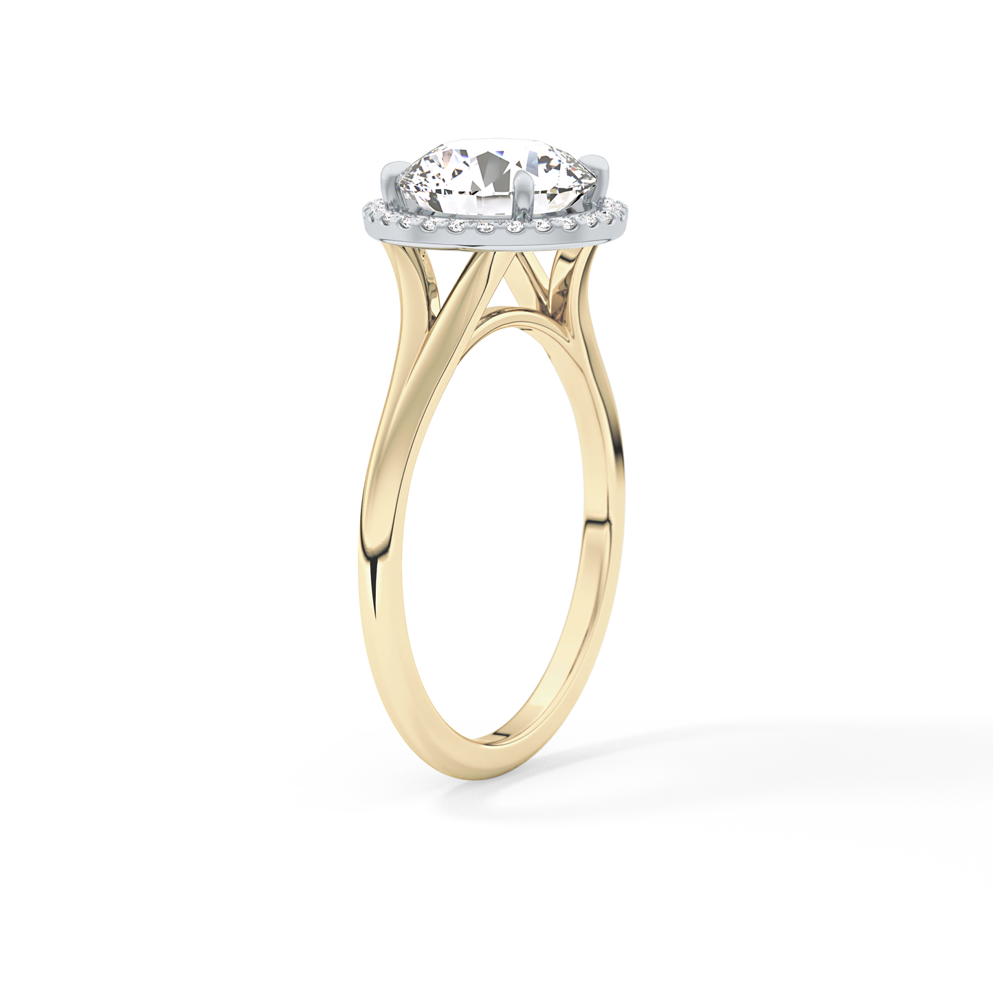 Round Halo & Split Shank Lab Grown Diamond Engagement Ring