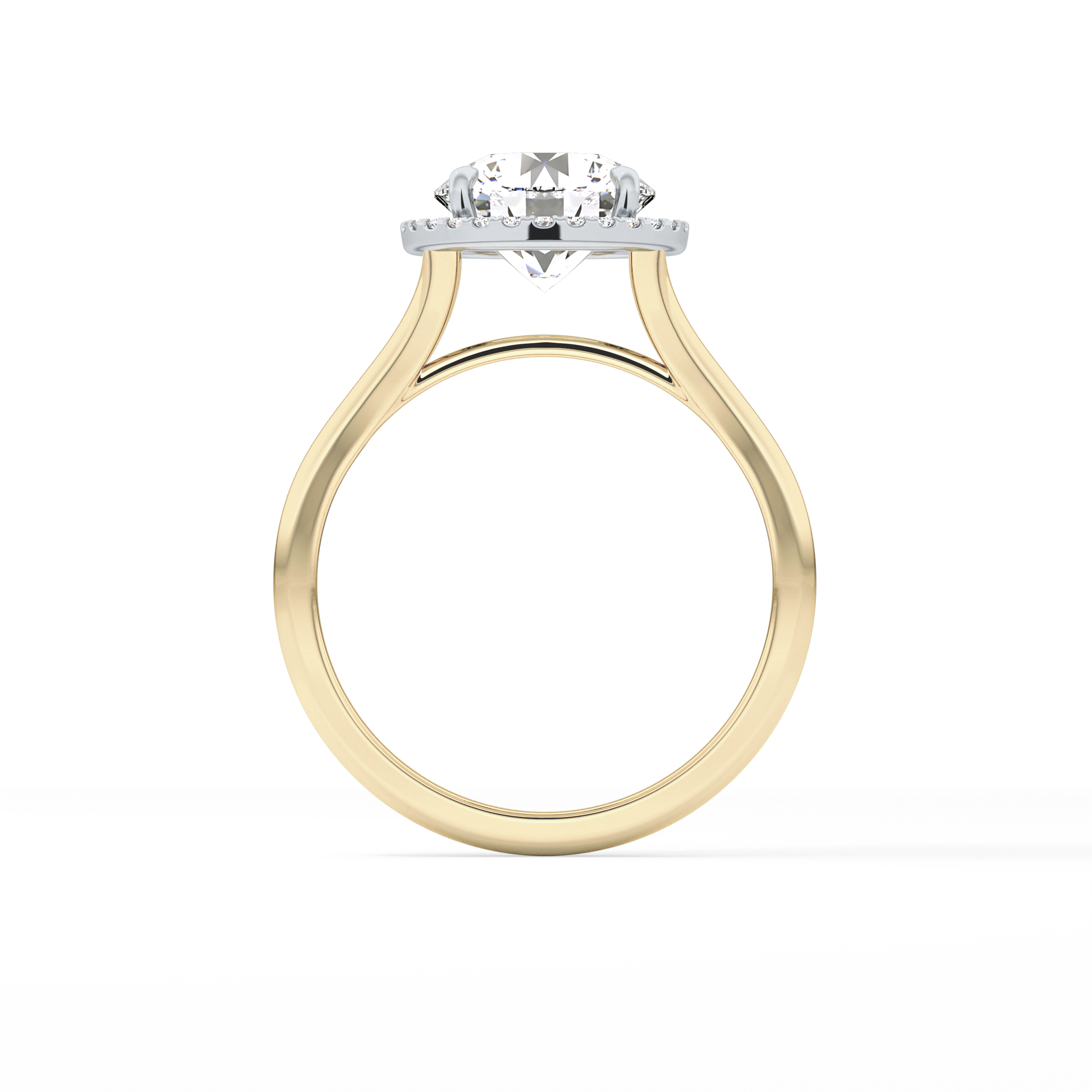 Round Halo & Split Shank Lab Grown Diamond Engagement Ring