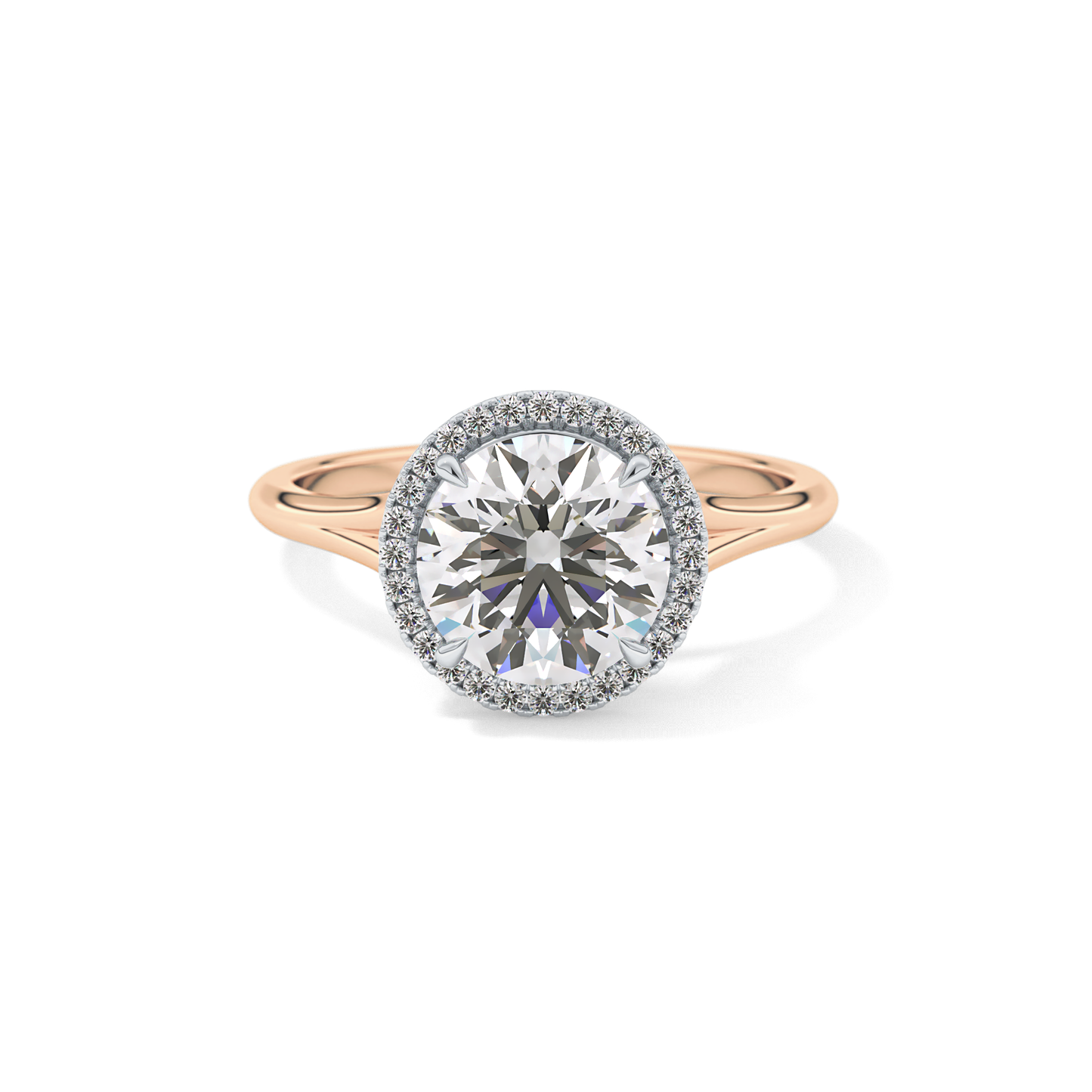 Round Halo & Split Shank Lab Grown Diamond Engagement Ring