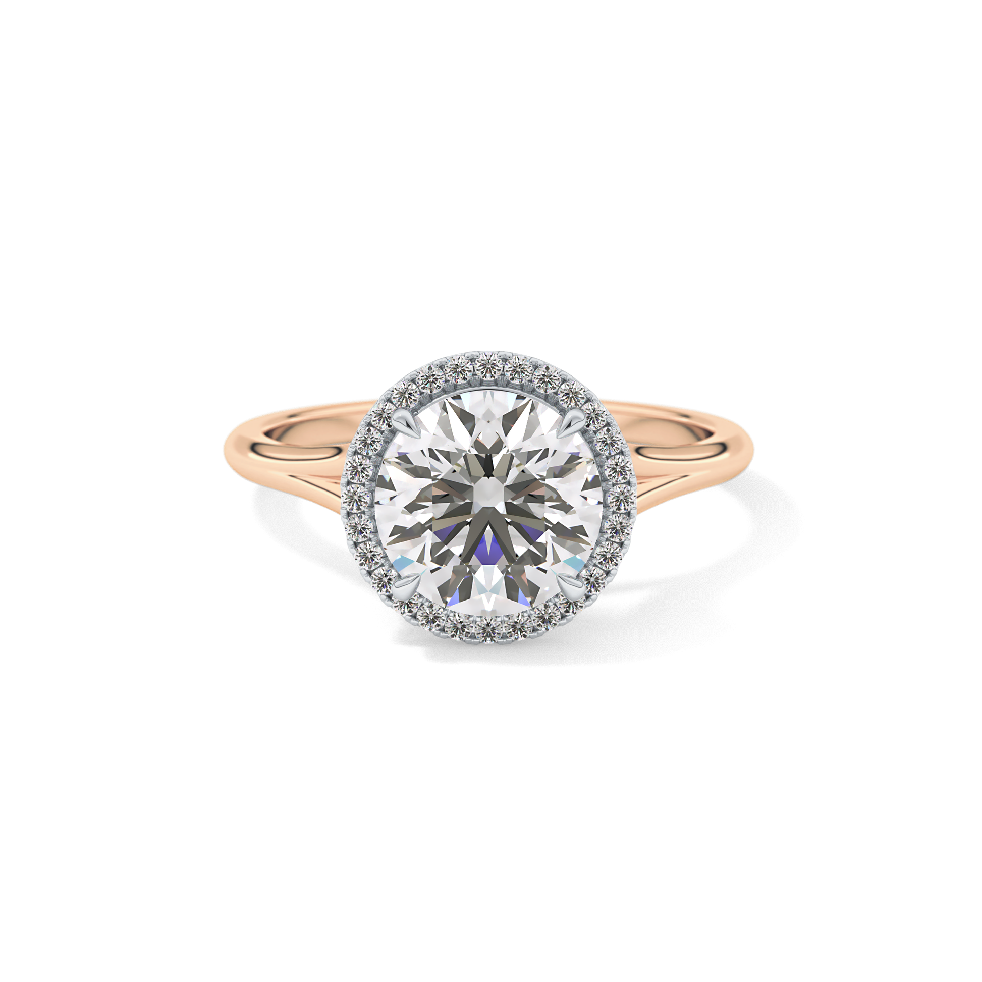 Round Halo & Split Shank Lab Grown Diamond Engagement Ring