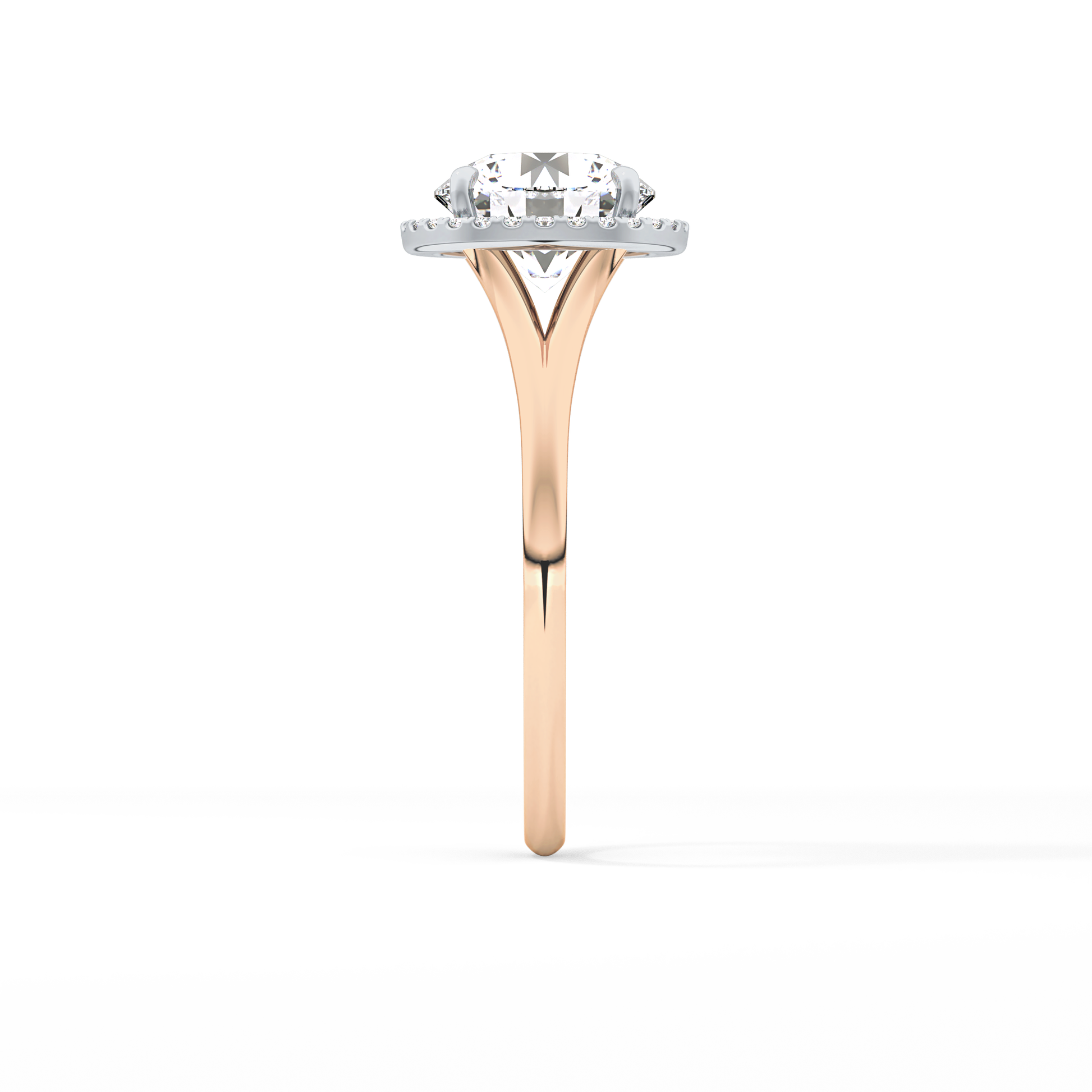 Round Halo & Split Shank Lab Grown Diamond Engagement Ring