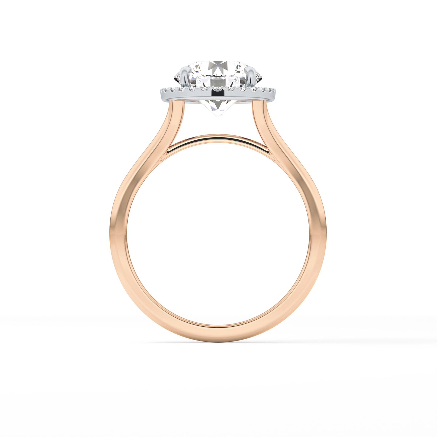Round Halo & Split Shank Lab Grown Diamond Engagement Ring