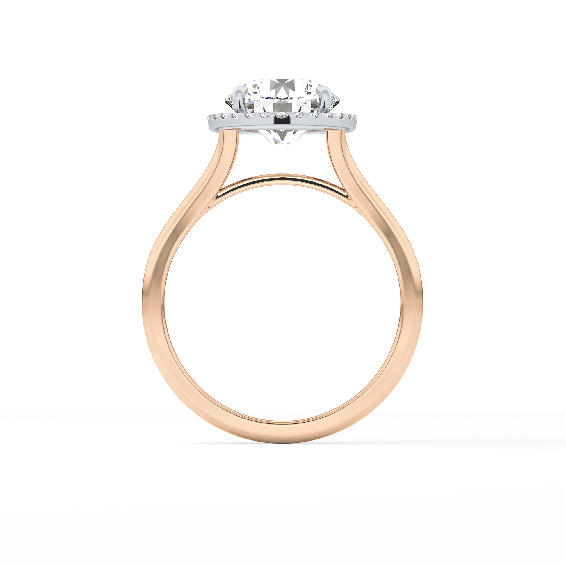 Round Halo & Split Shank Lab Grown Diamond Engagement Ring