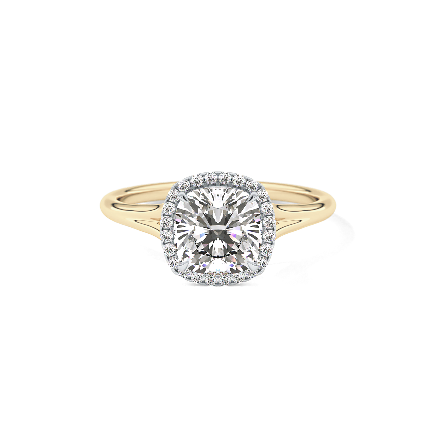 Cushion Halo & Split Shank Lab Grown Daimond Engagement Ring