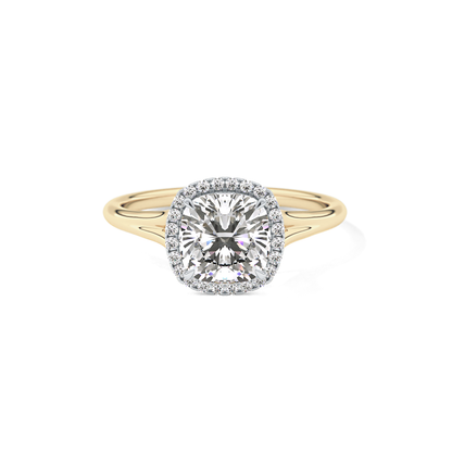 Cushion Halo & Split Shank Lab Grown Daimond Engagement Ring
