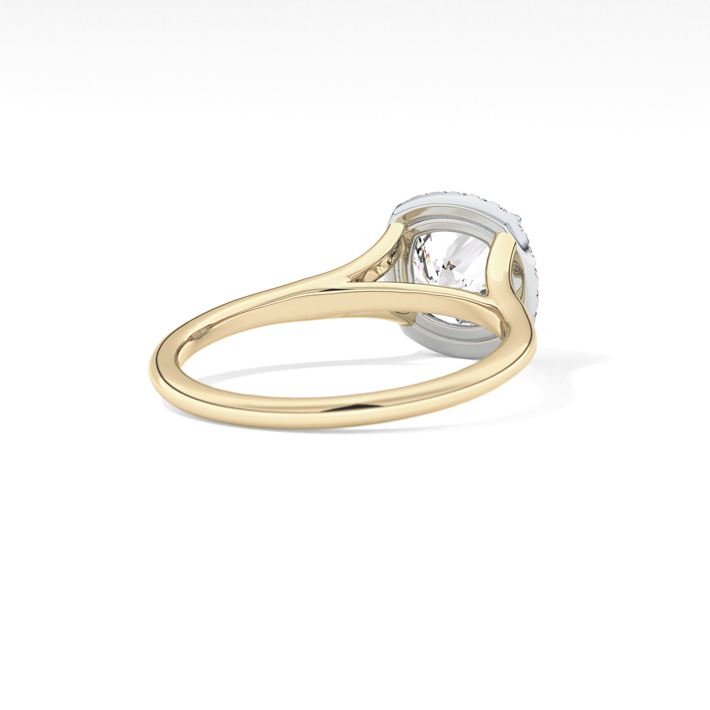 Cushion Halo & Split Shank Lab Grown Daimond Engagement Ring