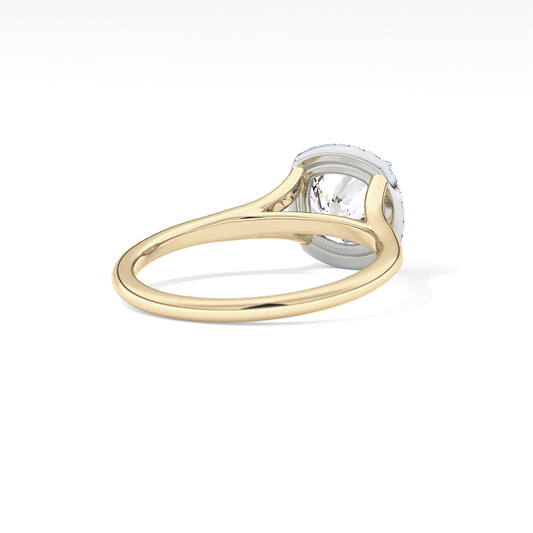 Cushion Halo & Split Shank Lab Grown Daimond Engagement Ring