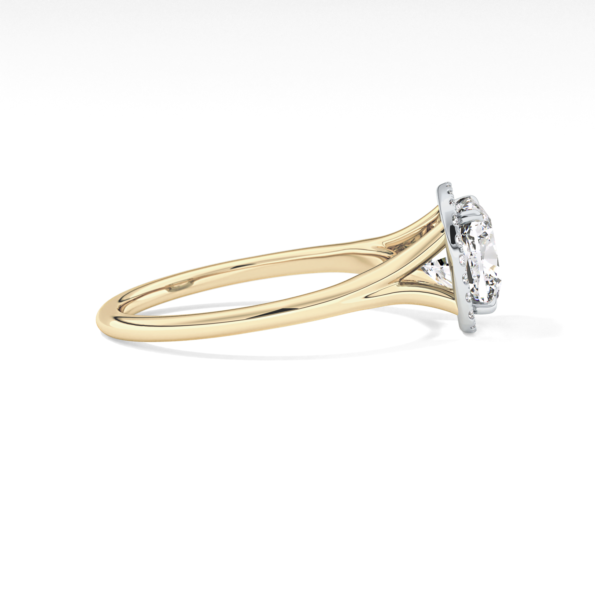 Cushion Halo & Split Shank Lab Grown Daimond Engagement Ring