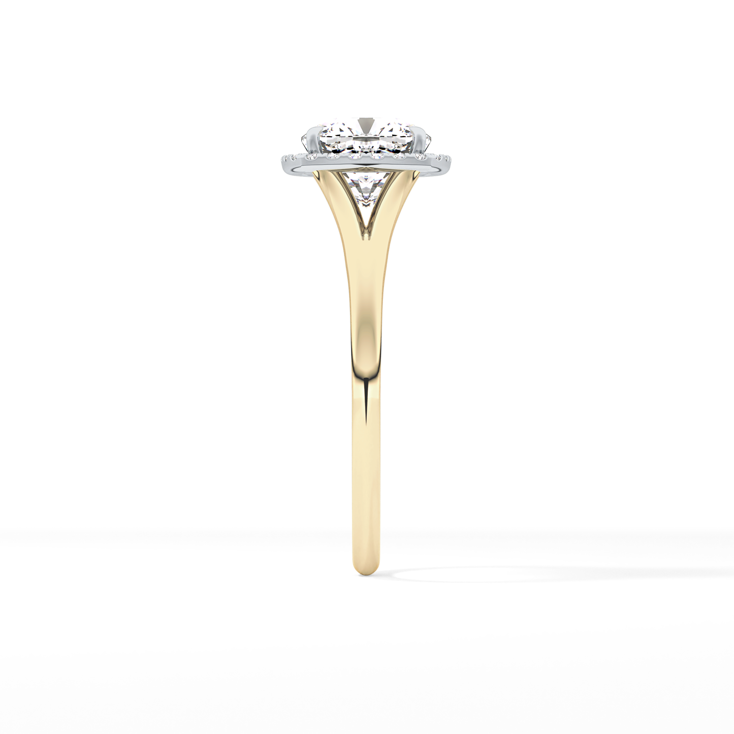 Cushion Halo & Split Shank Lab Grown Daimond Engagement Ring