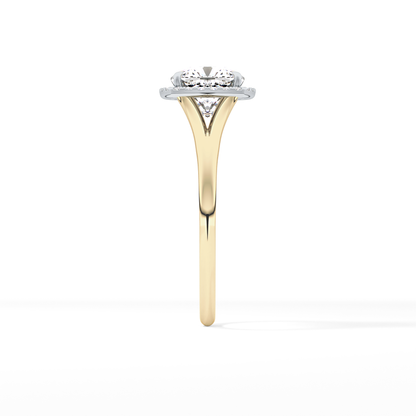 Cushion Halo & Split Shank Lab Grown Daimond Engagement Ring