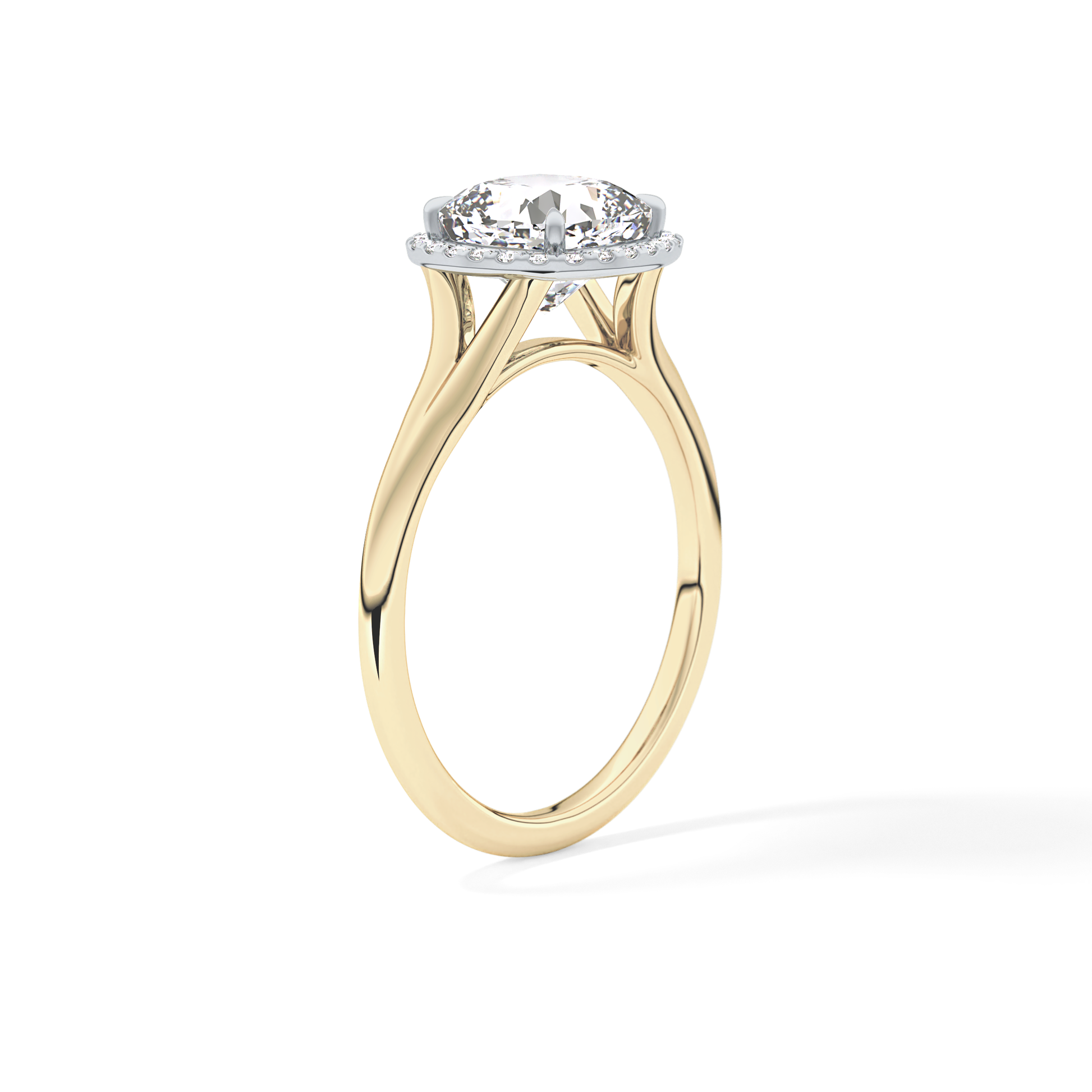 Cushion Halo & Split Shank Lab Grown Daimond Engagement Ring