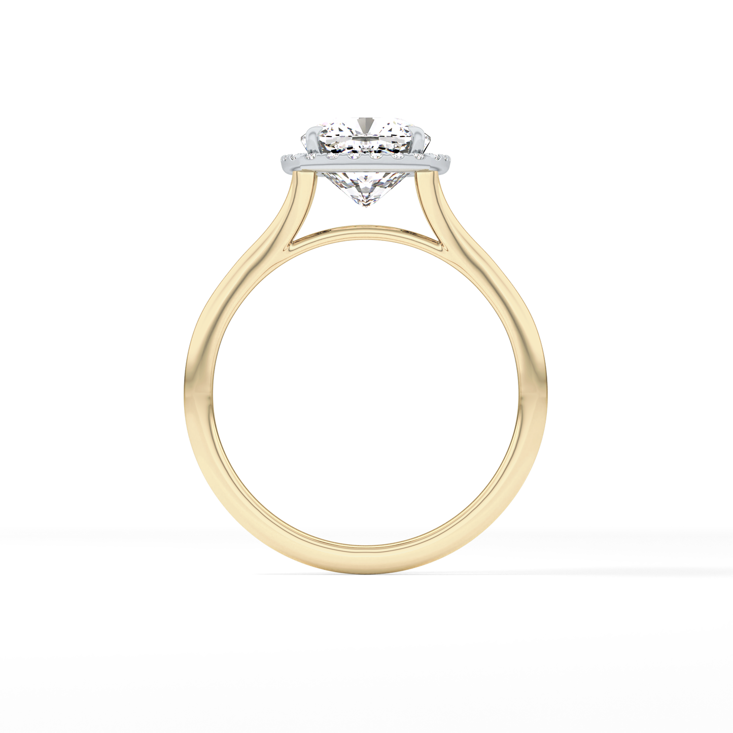 Cushion Halo & Split Shank Lab Grown Daimond Engagement Ring