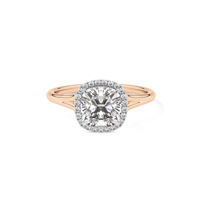 Cushion Halo & Split Shank Lab Grown Daimond Engagement Ring