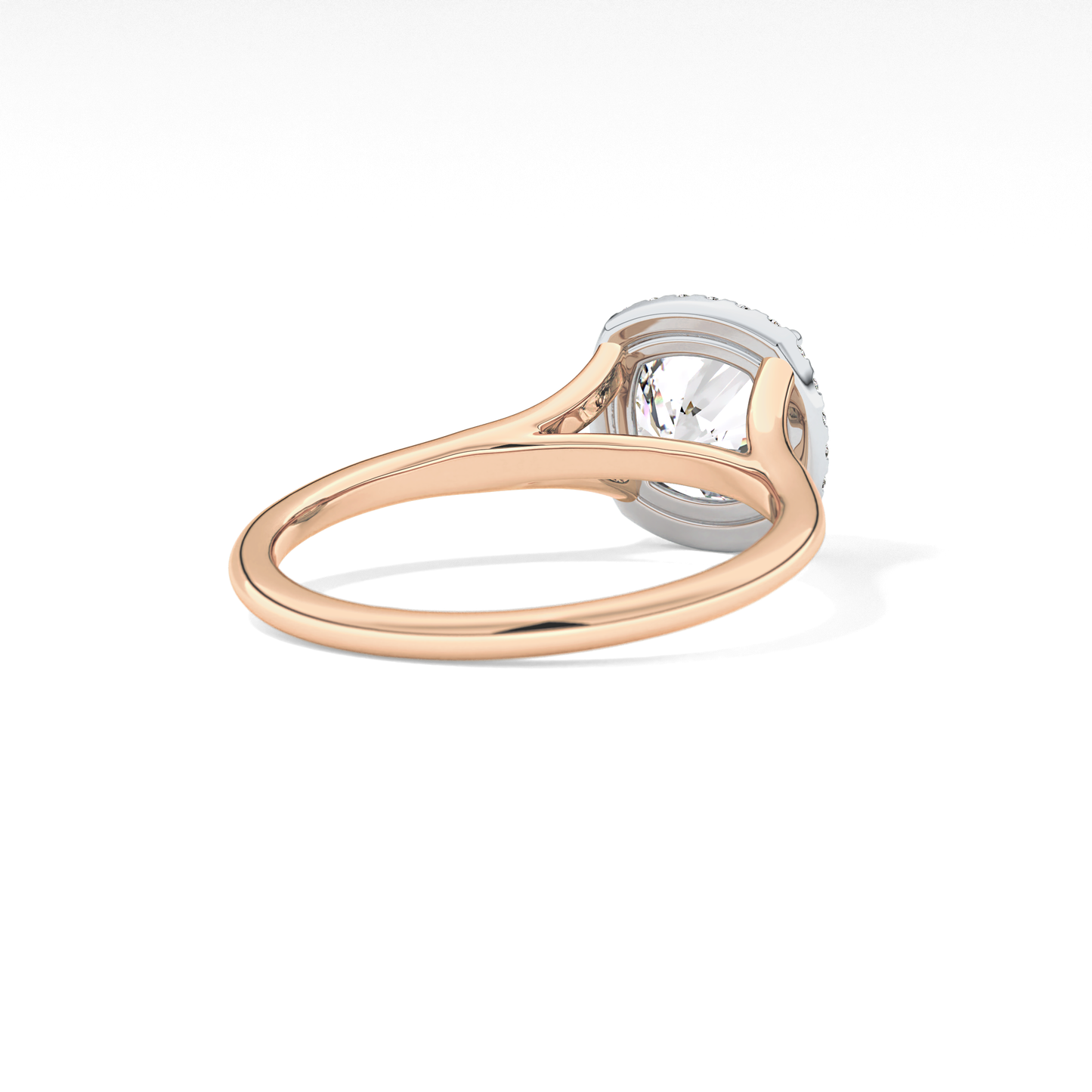 Cushion Halo & Split Shank Lab Grown Daimond Engagement Ring