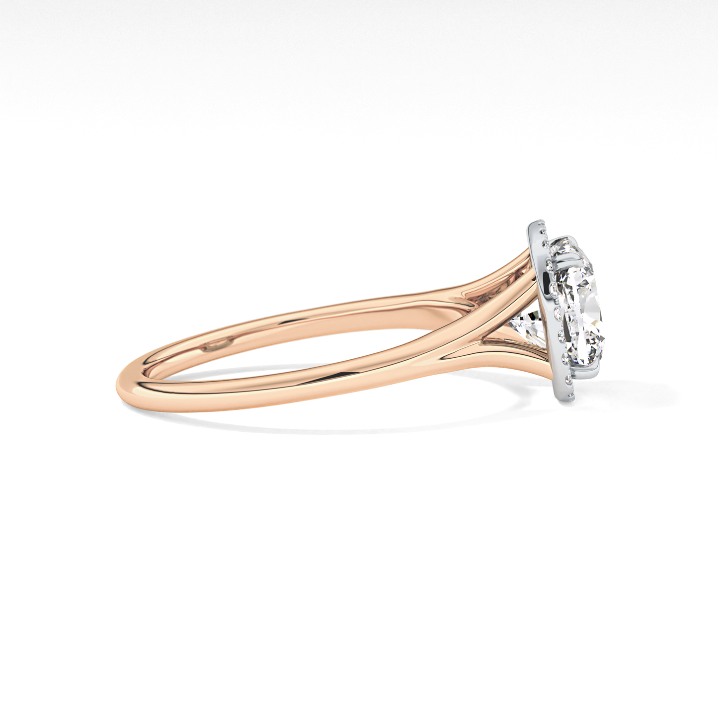 Cushion Halo & Split Shank Lab Grown Daimond Engagement Ring