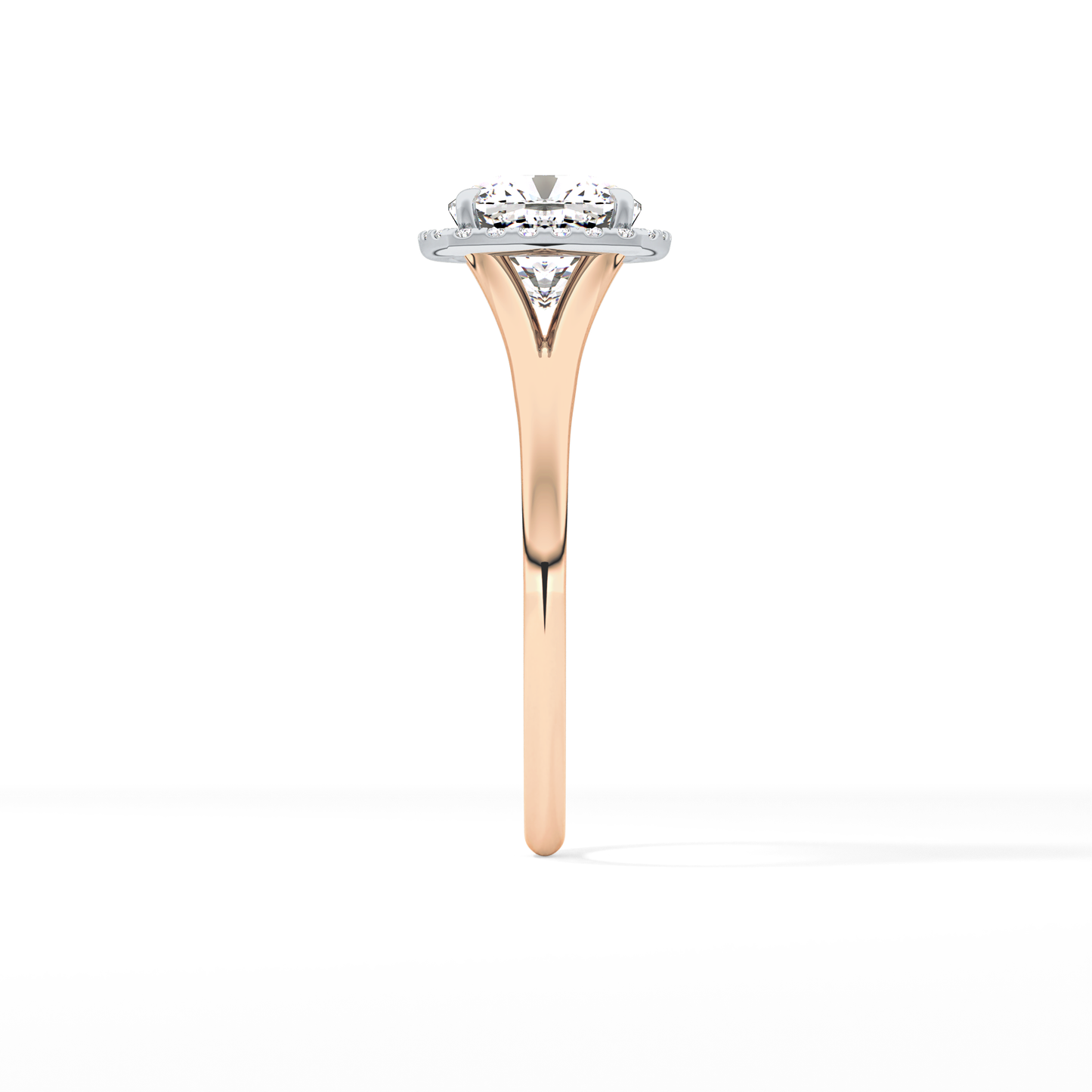 Cushion Halo & Split Shank Lab Grown Daimond Engagement Ring