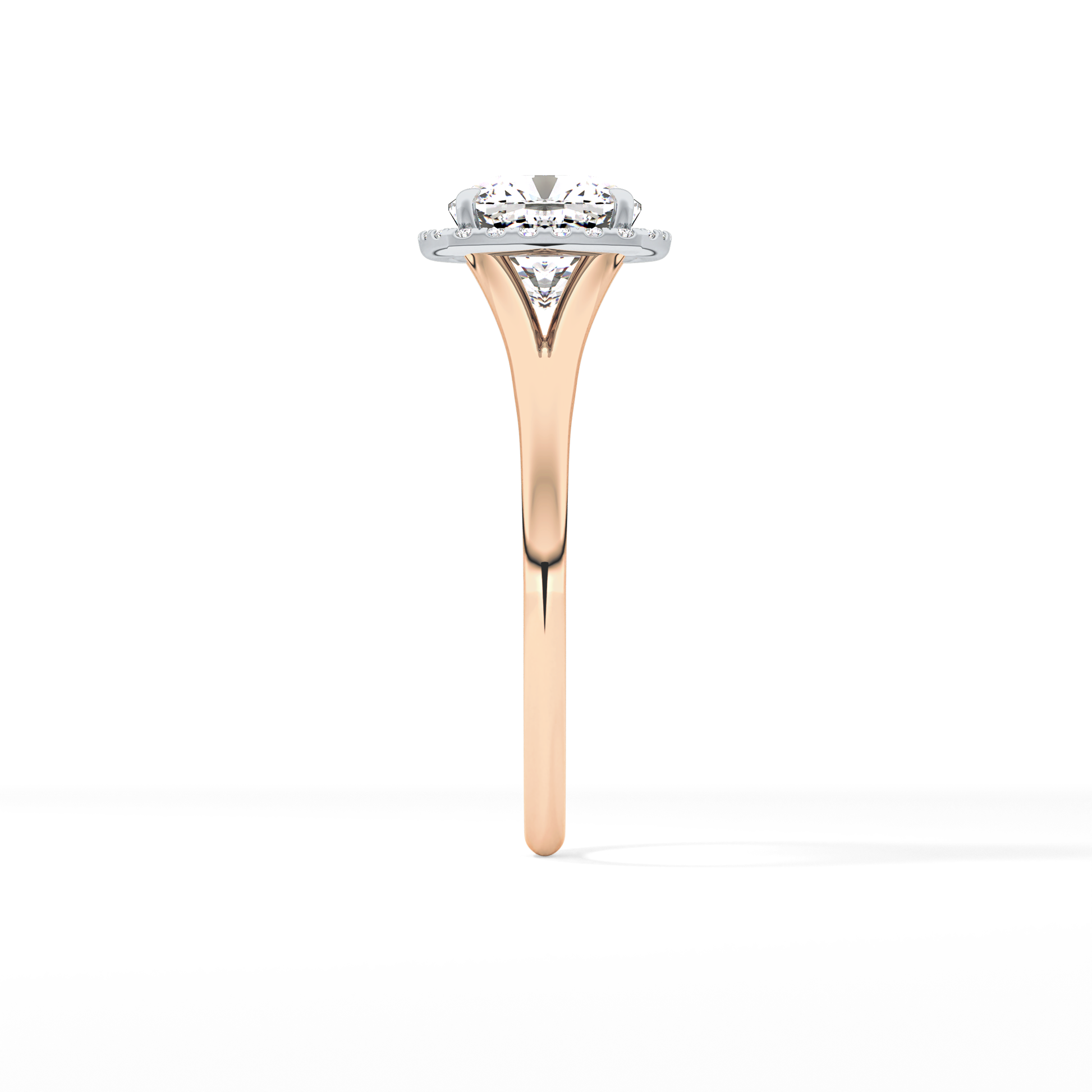 Cushion Halo & Split Shank Lab Grown Daimond Engagement Ring