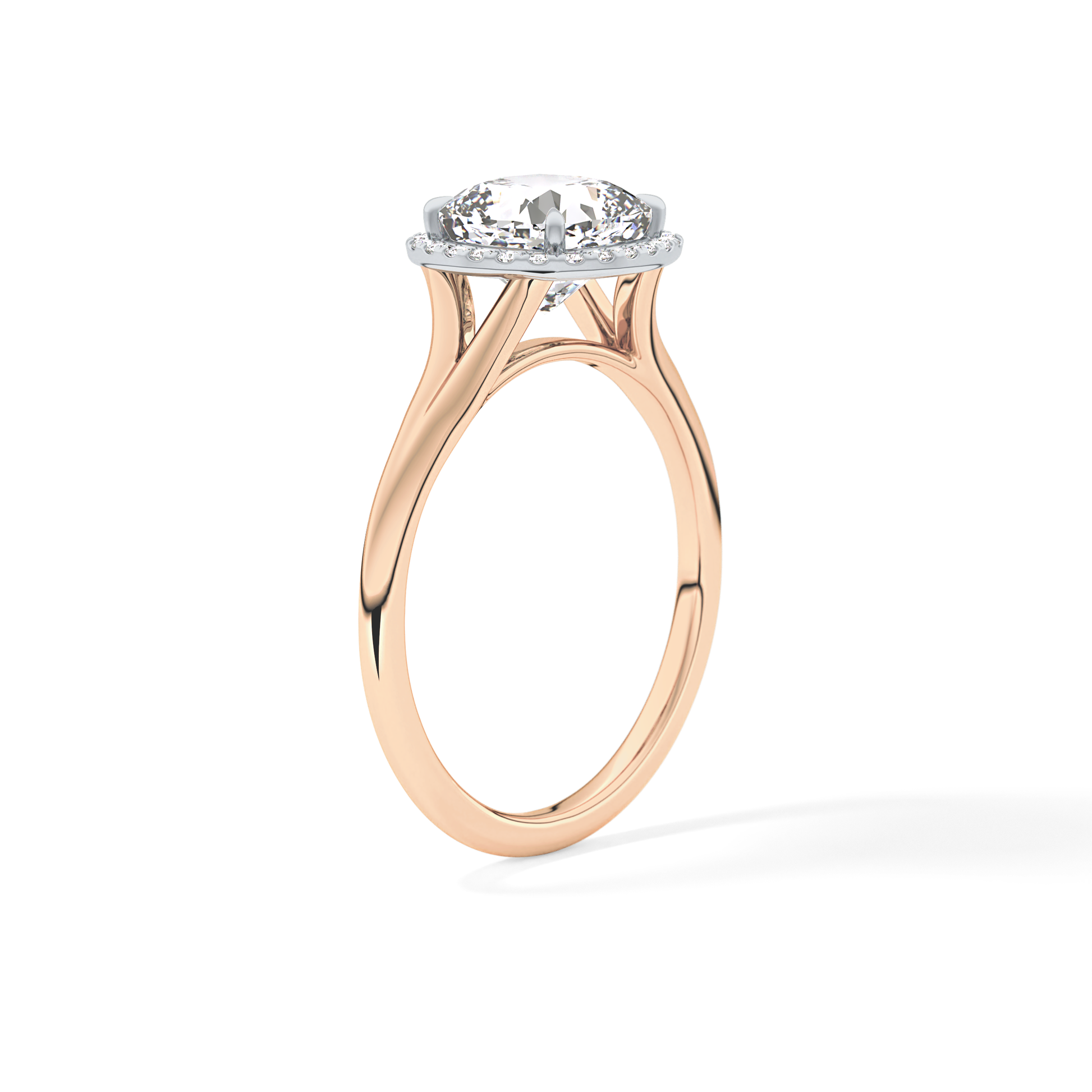 Cushion Halo & Split Shank Lab Grown Daimond Engagement Ring