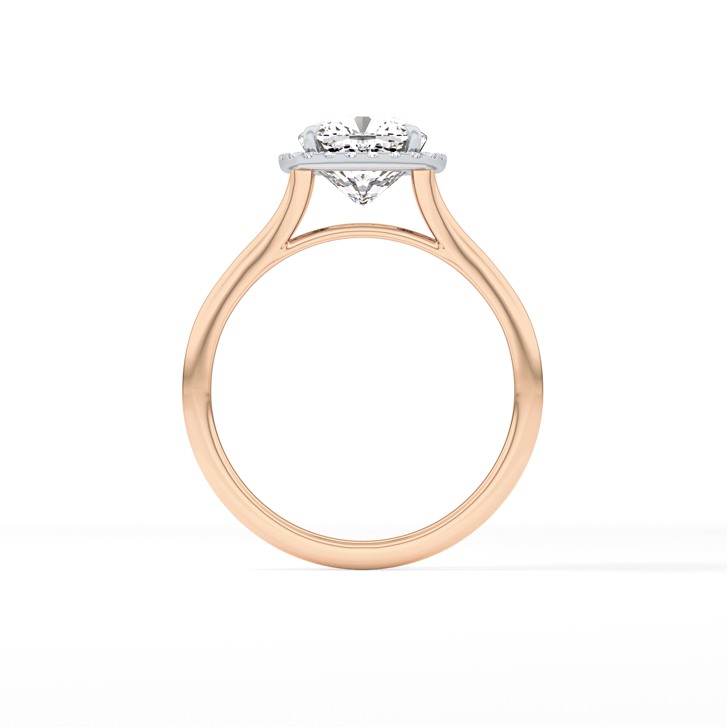 Cushion Halo & Split Shank Lab Grown Daimond Engagement Ring