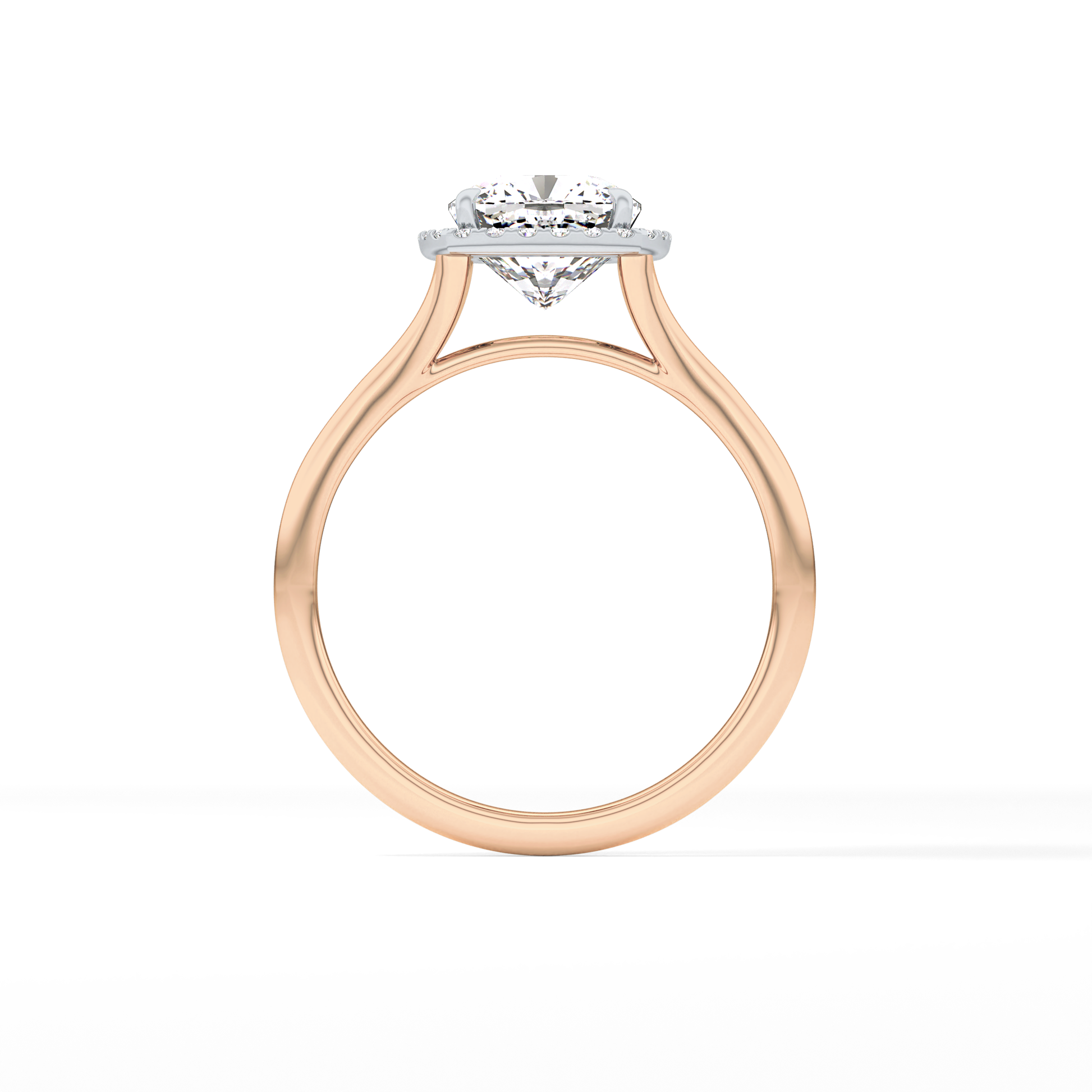 Cushion Halo & Split Shank Lab Grown Daimond Engagement Ring