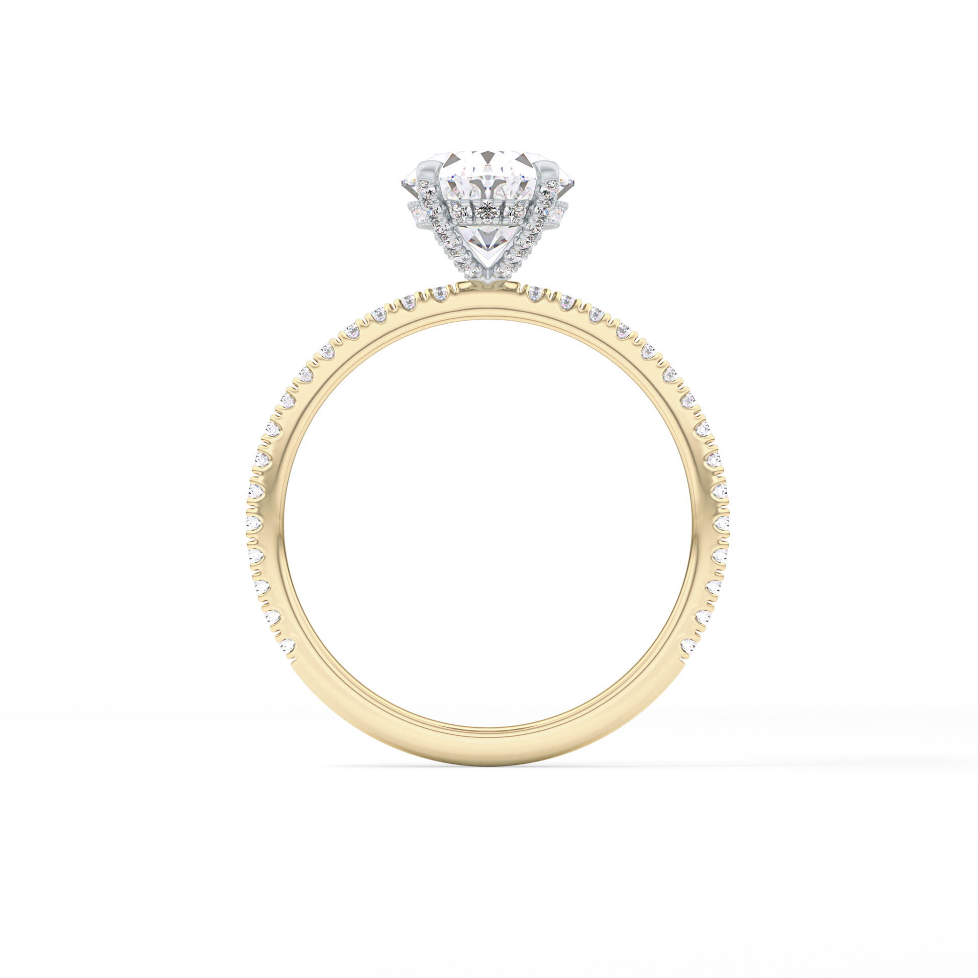 Oval Pave & Hidden Halo Lab Grown Diamond Engagement Ring