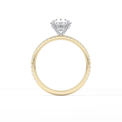 Oval Pave & Hidden Halo Lab Grown Diamond Engagement Ring