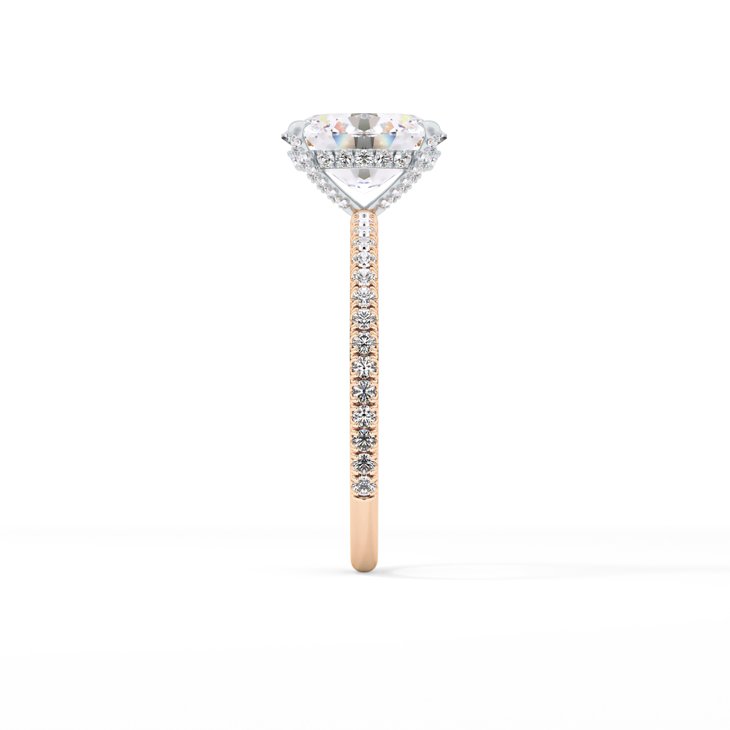 Oval Pave & Hidden Halo Lab Grown Diamond Engagement Ring