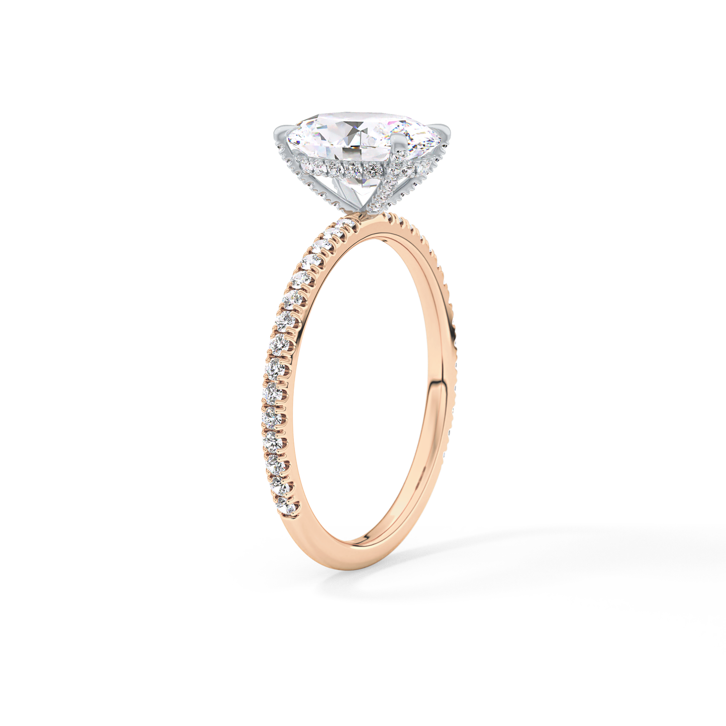 Oval Pave & Hidden Halo Lab Grown Diamond Engagement Ring