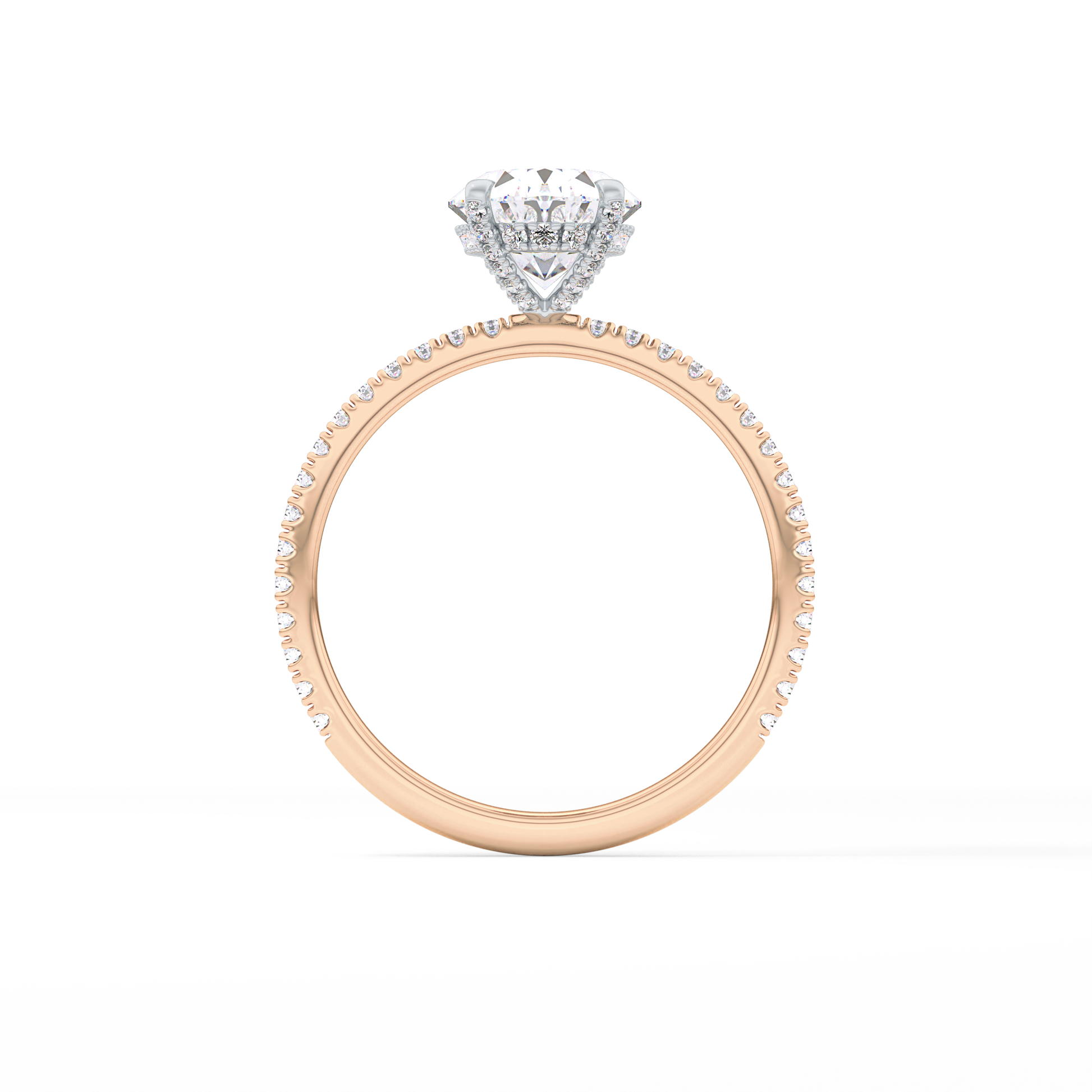 Oval Pave & Hidden Halo Lab Grown Diamond Engagement Ring