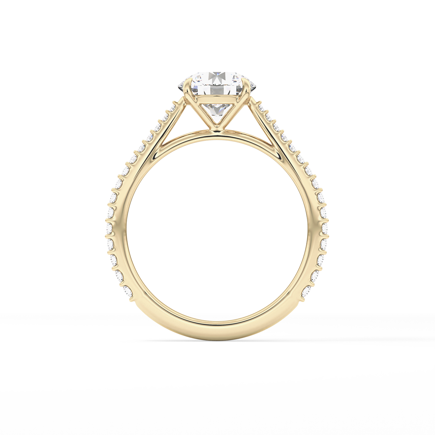 Round Pave Lab Grown Diamond Engagement Ring