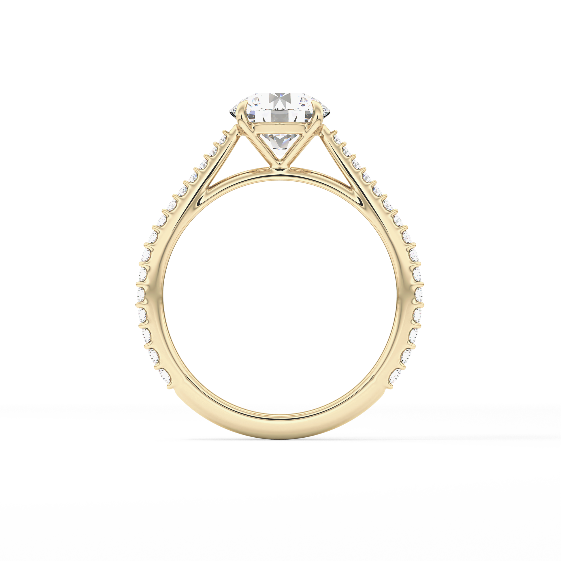 Round Pave Lab Grown Diamond Engagement Ring