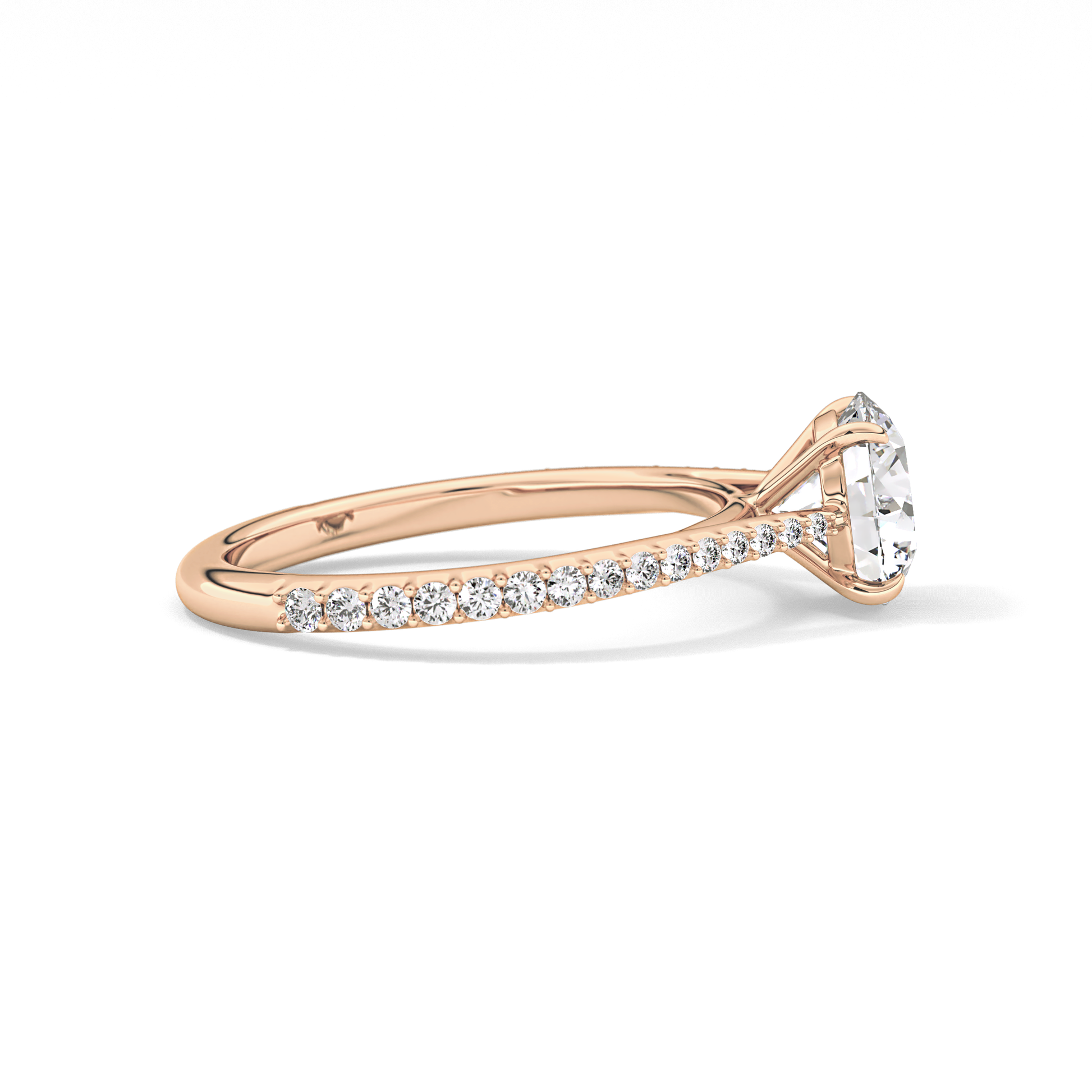 Round Pave Lab Grown Diamond Engagement Ring