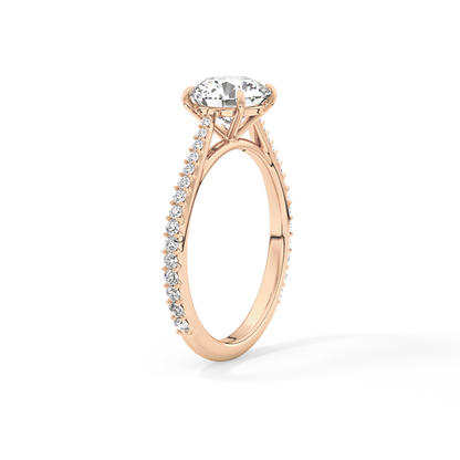 Round Pave Lab Grown Diamond Engagement Ring